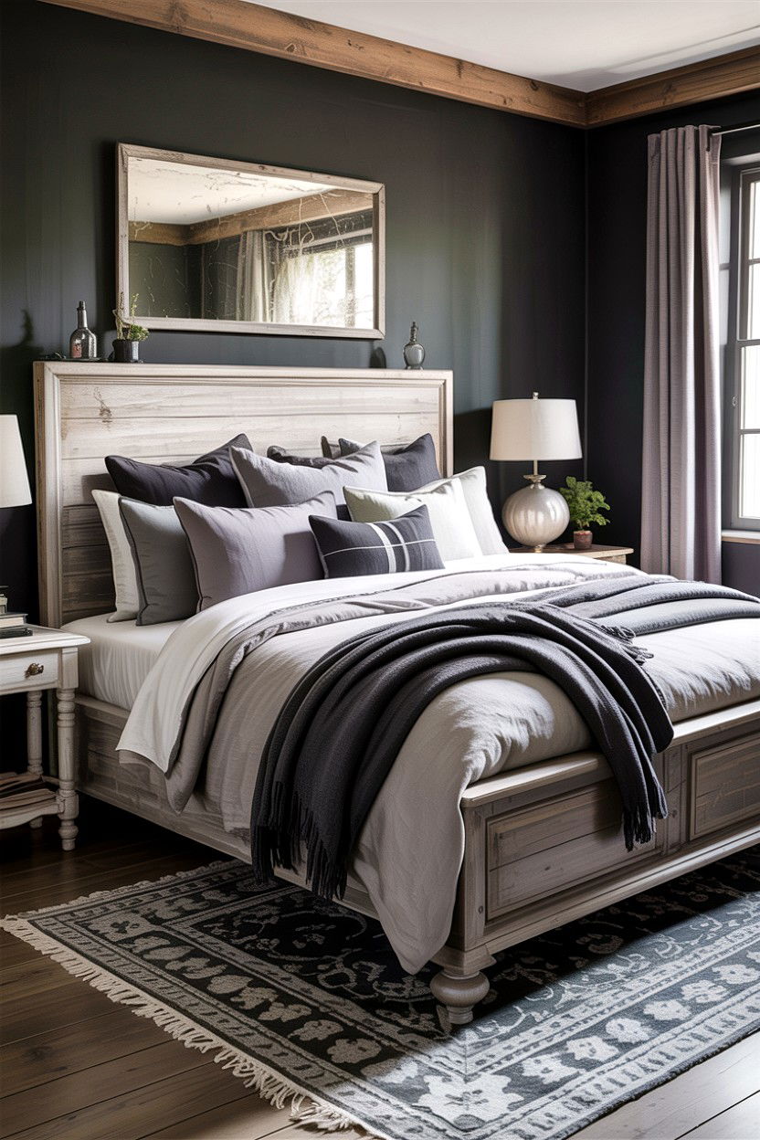 Gray Monochromatic Rustic Bedroom - 30 rustic gray bedroom ideas