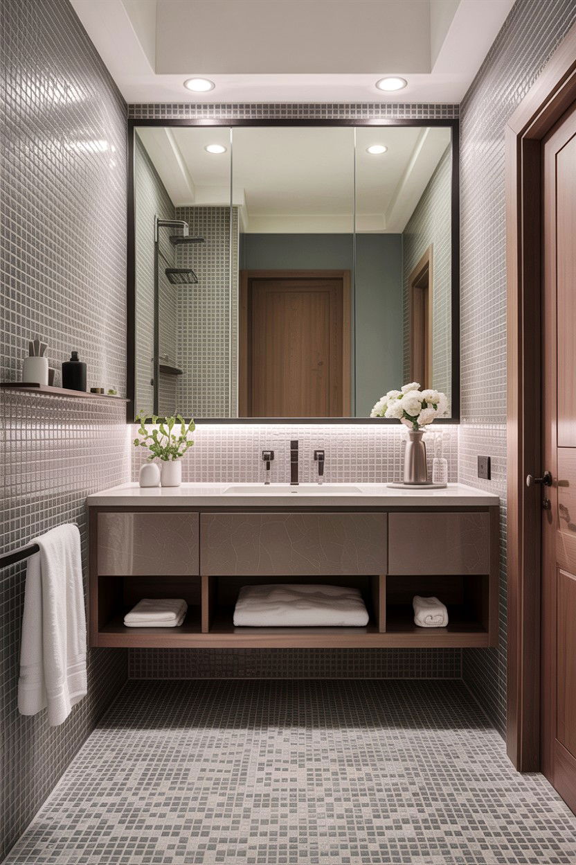 Gray Mosaic Tile Bathroom - 30 gray bathroom ideas