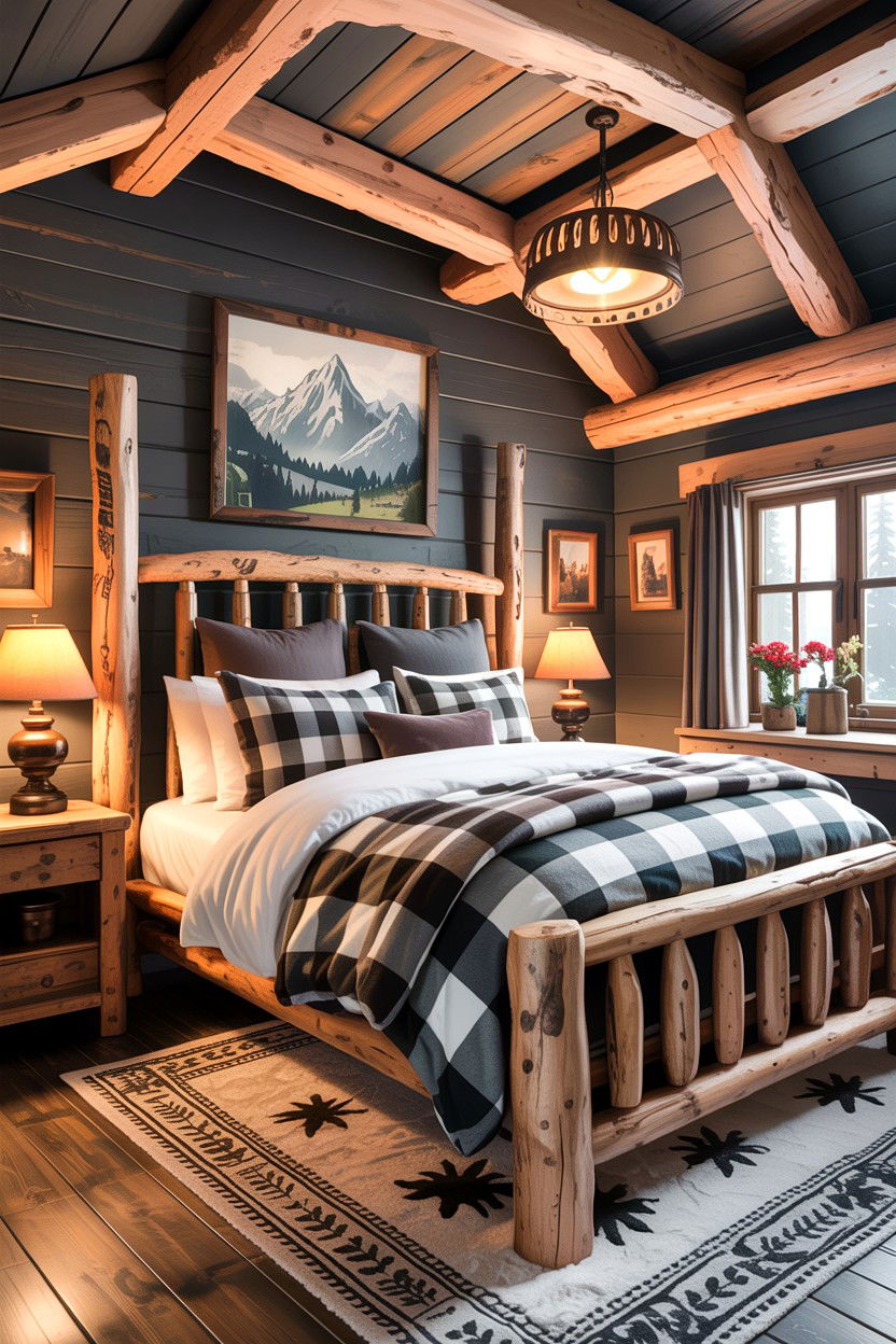 Gray Mountain Cabin Bedroom - 30 rustic gray bedroom ideas