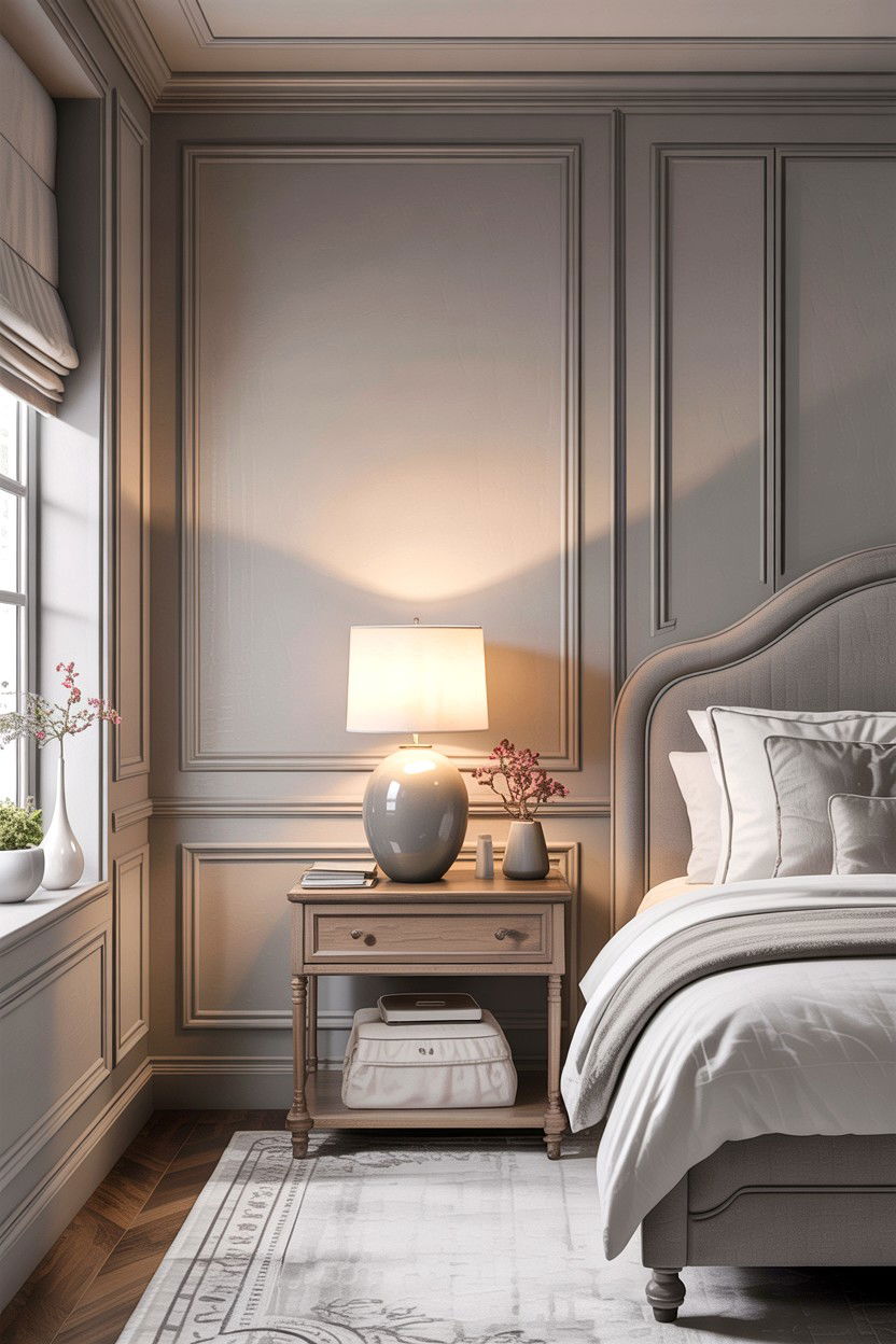 Gray Picture Frame Molding - 30 bedroom wainscoting ideas