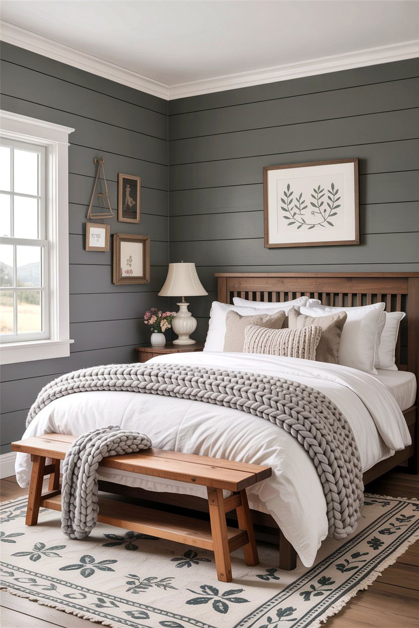 Gray Shiplap Bedroom - 30 rustic gray bedroom ideas
