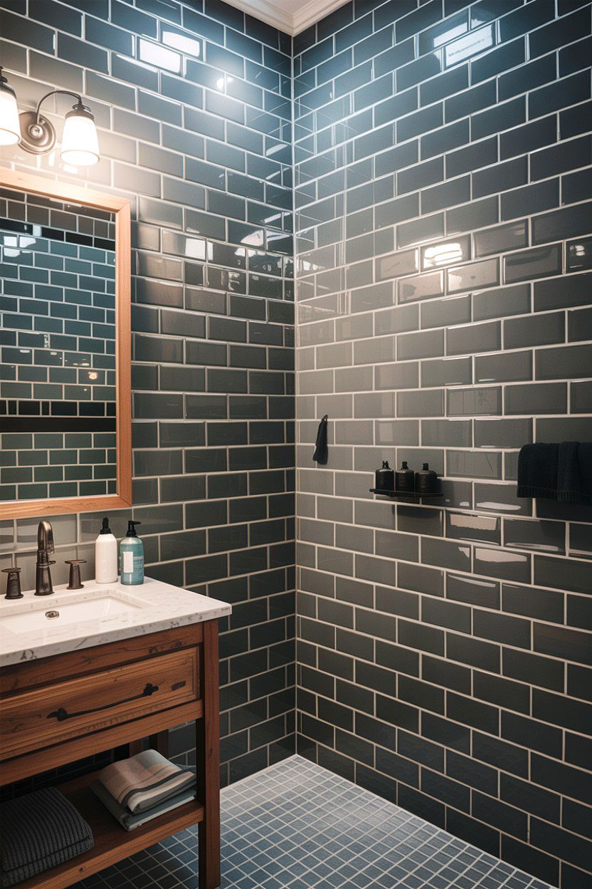Gray Subway Tile - 30 industrial bathroom ideas