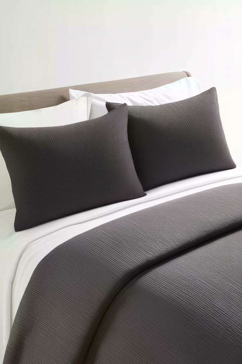 Gray Textured Shams - 30 bedroom pillow shams