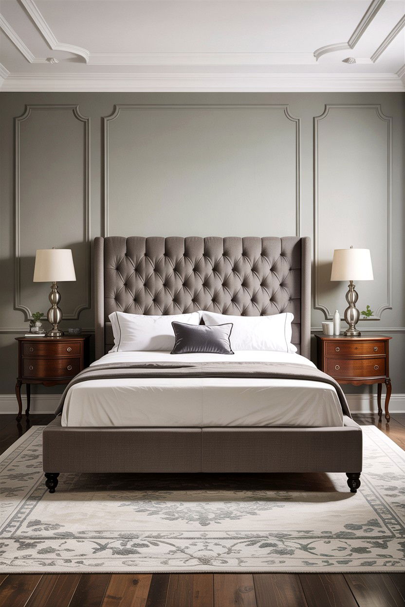 Gray Tufted Headboard Bedroom - 30 traditional gray bedroom ideas