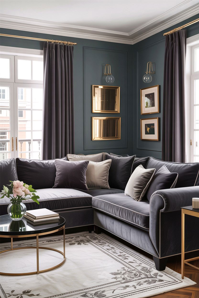 Gray Velvet Living Room - 30 all gray living room ideas