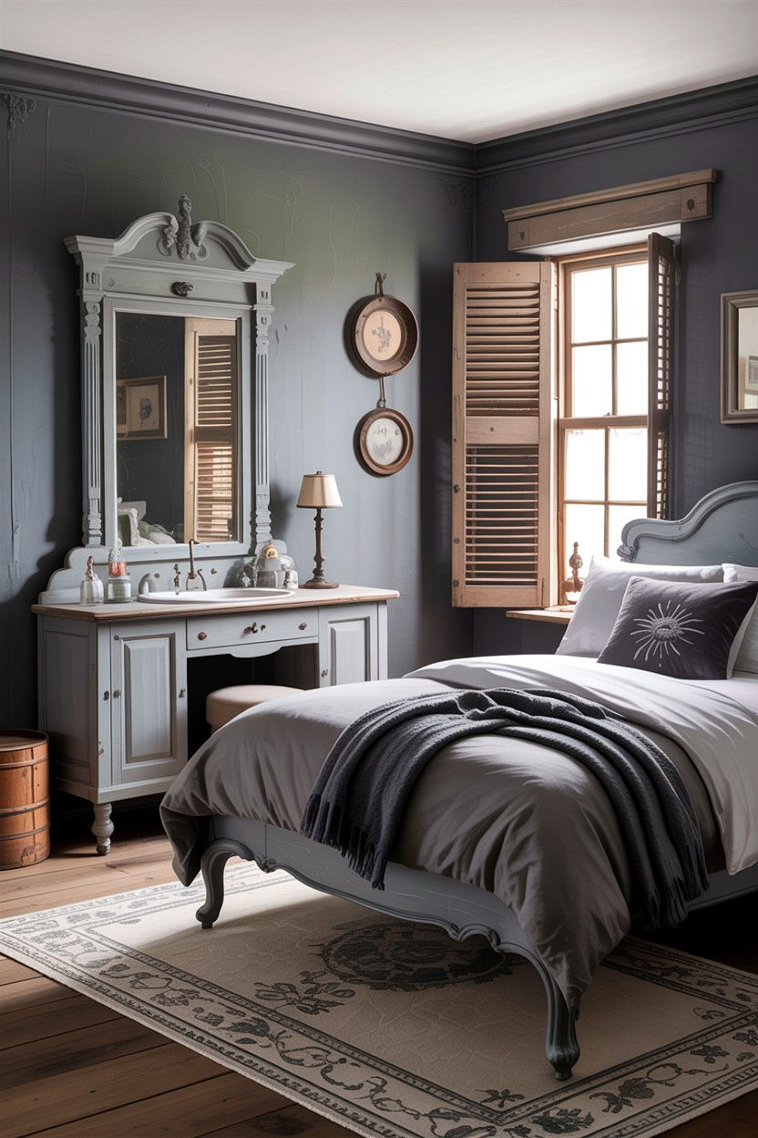 Gray Vintage Rustic Bedroom - 30 rustic gray bedroom ideas