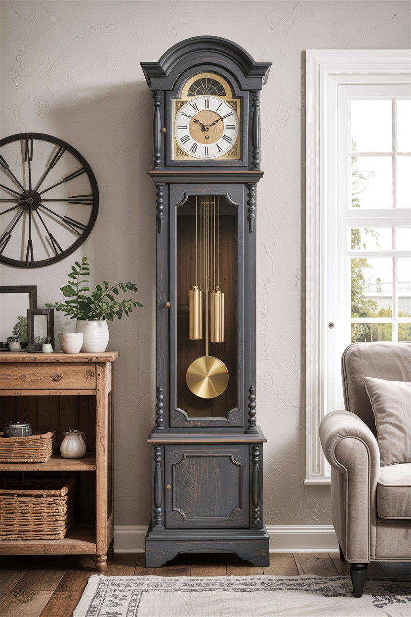 Gray Weathered Grandfather Clock - 30 living room grandfather clocks
