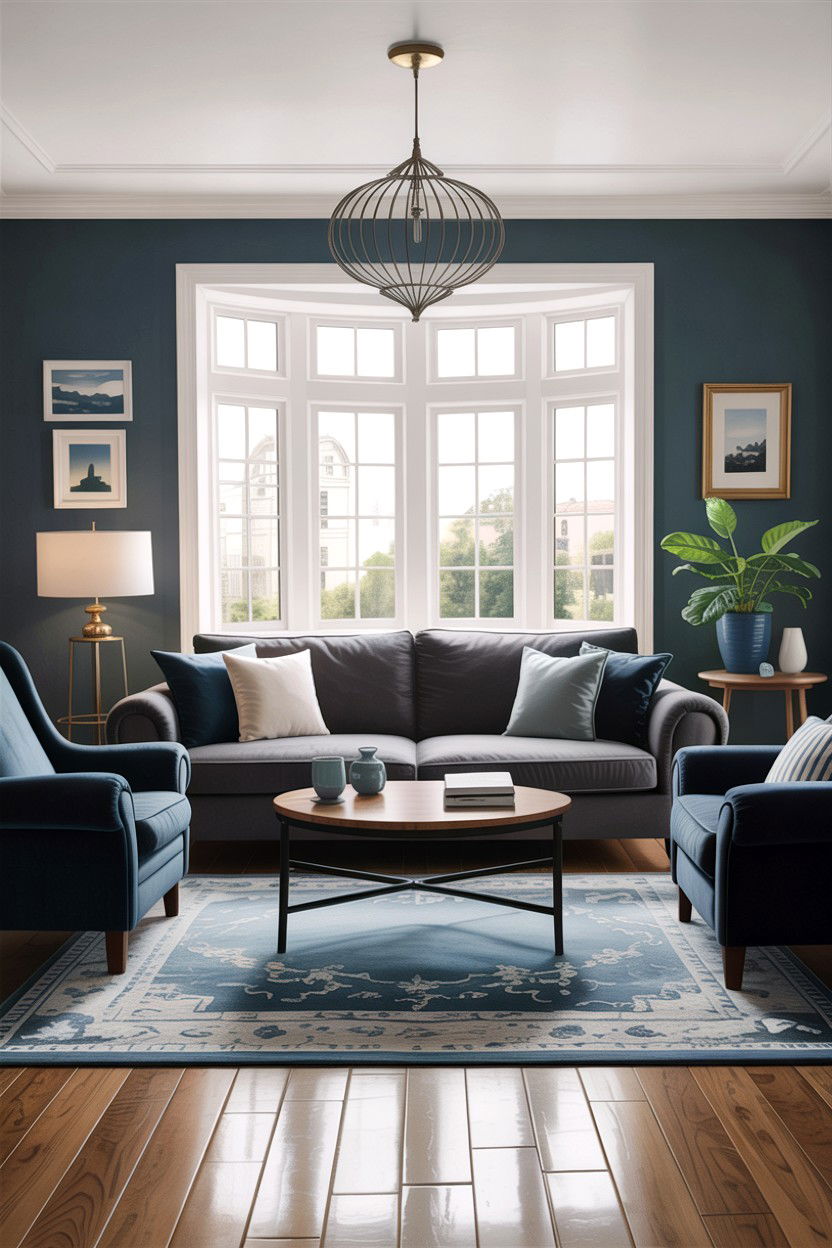 Gray and Blue Living Room - 30 living room gray furniture ideas