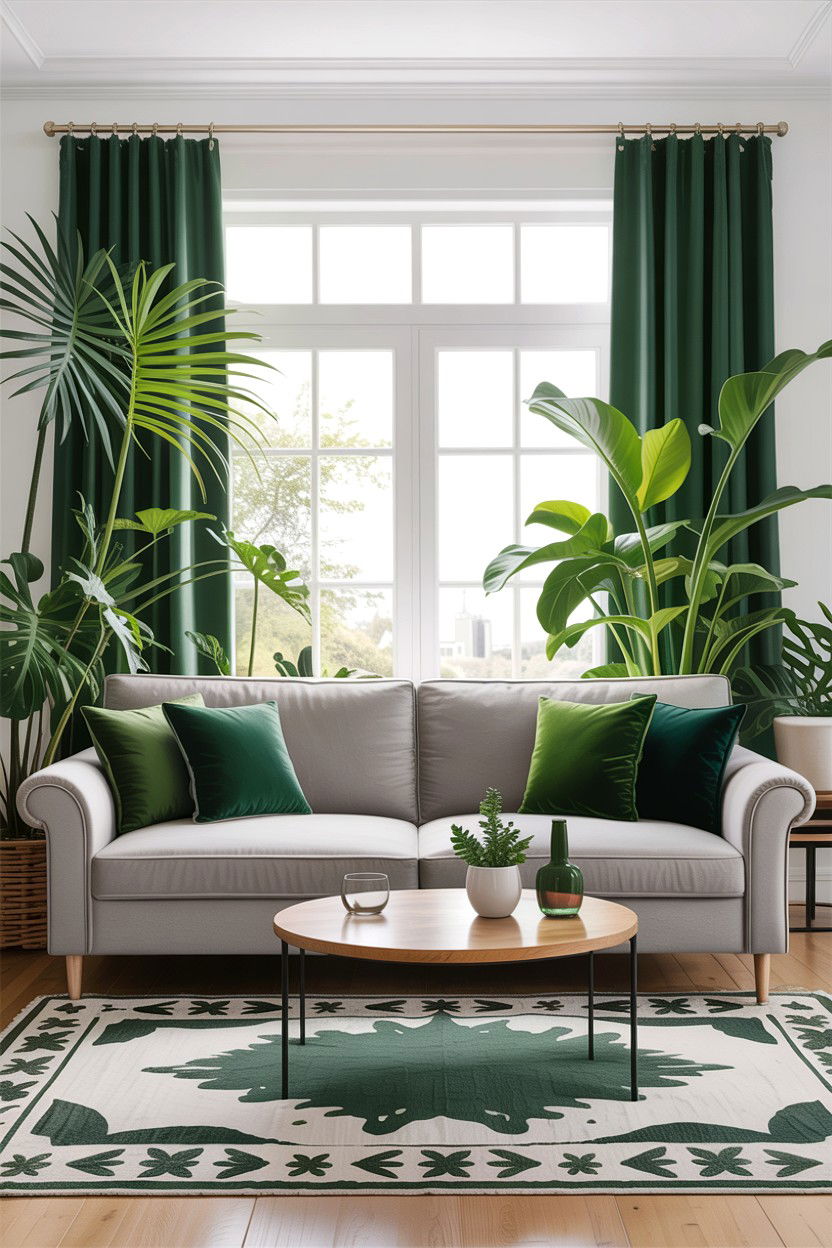 Gray and Green Living Room - 30 living room gray furniture ideas