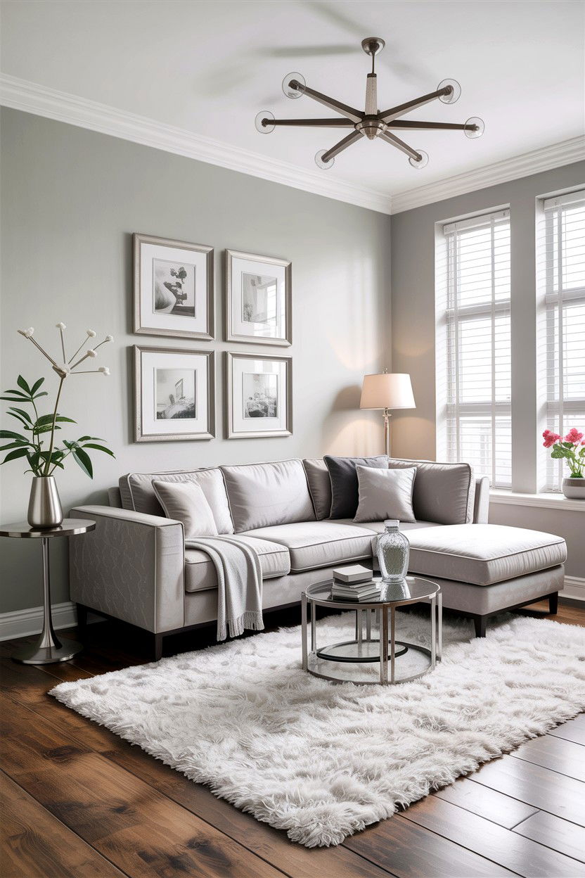 Gray and white interior - 30 condo living room ideas