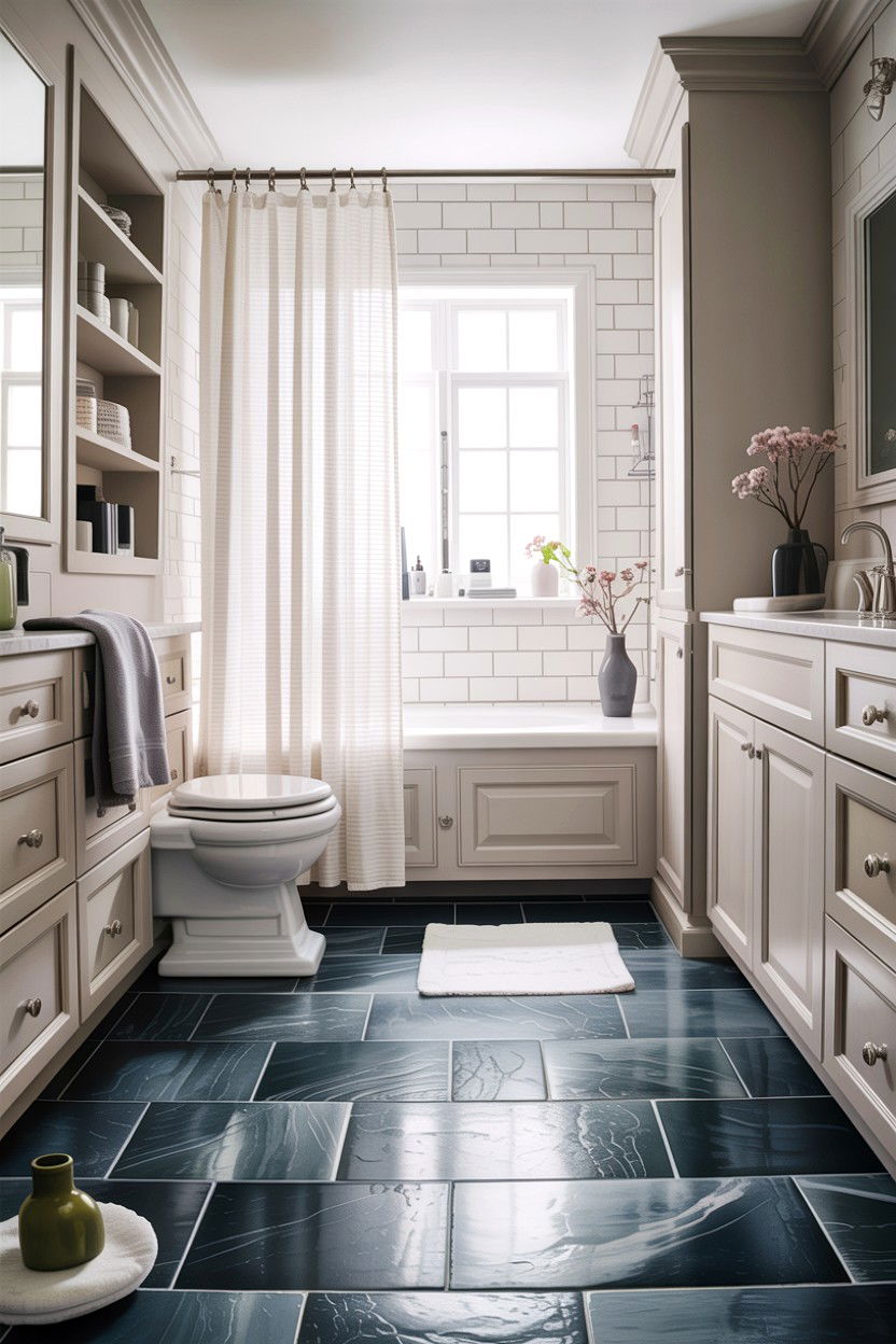 Gray floor tile bathroom - 30 gray and white bathroom ideas