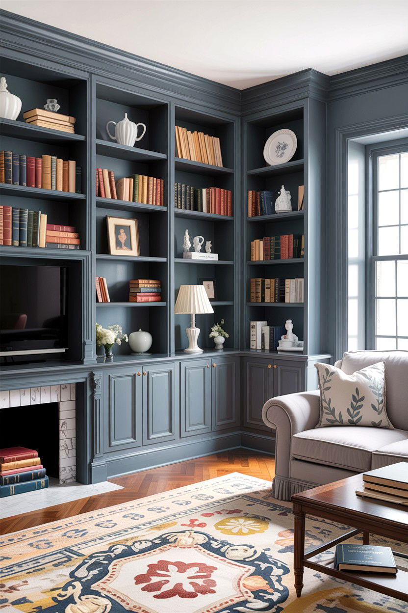 Gray living room with built ins - 30 traditional gray living room ideas