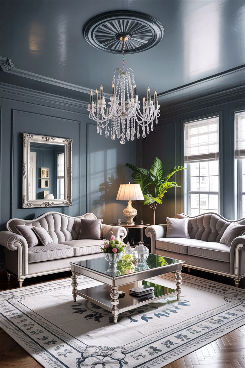 Gray living room with chandelier - 30 traditional gray living room ideas