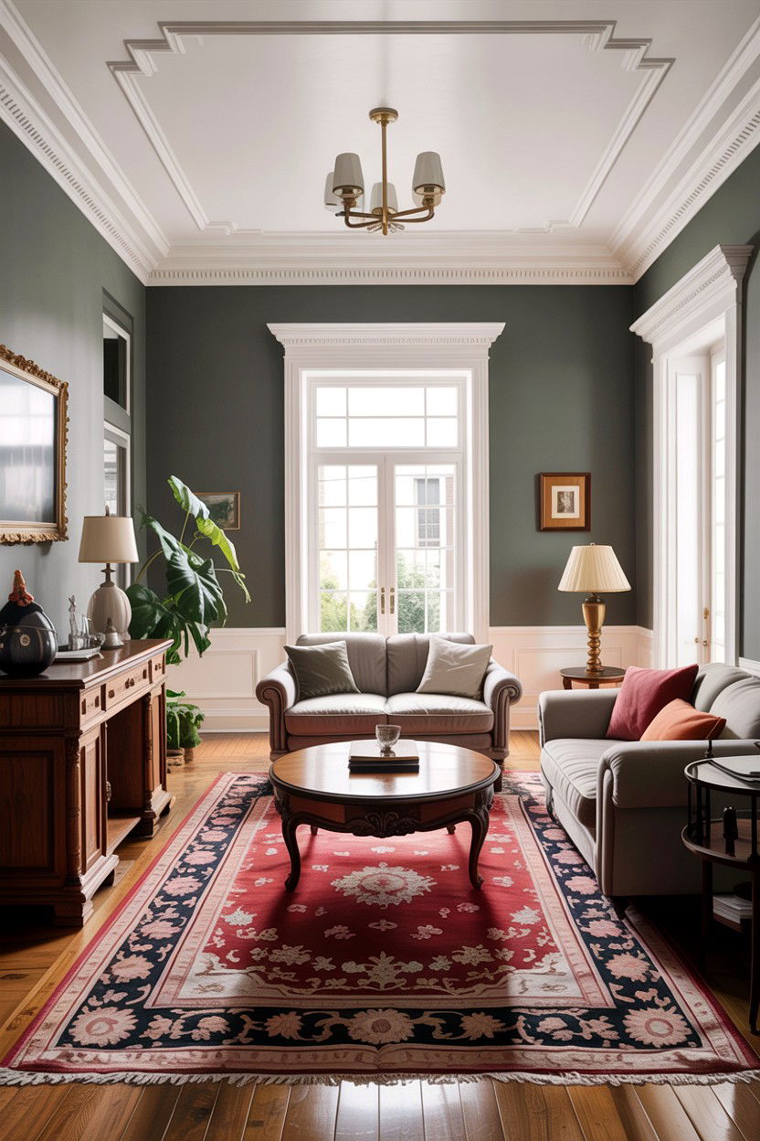 Gray living room with crown molding - 30 traditional gray living room ideas