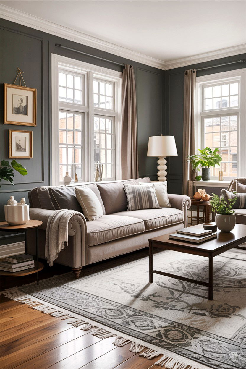 Gray living room with neutral colors - 30 traditional gray living room ideas