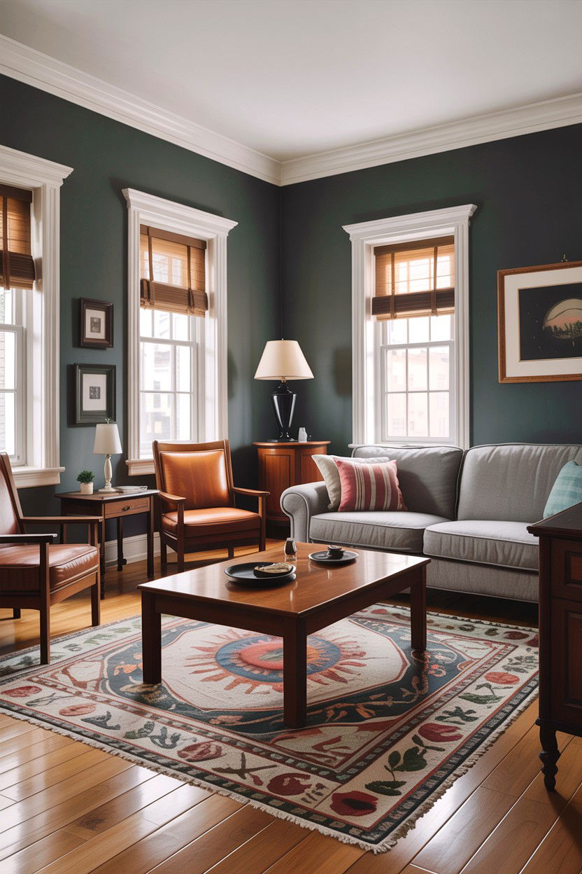 Gray living room with wood furniture - 30 traditional gray living room ideas