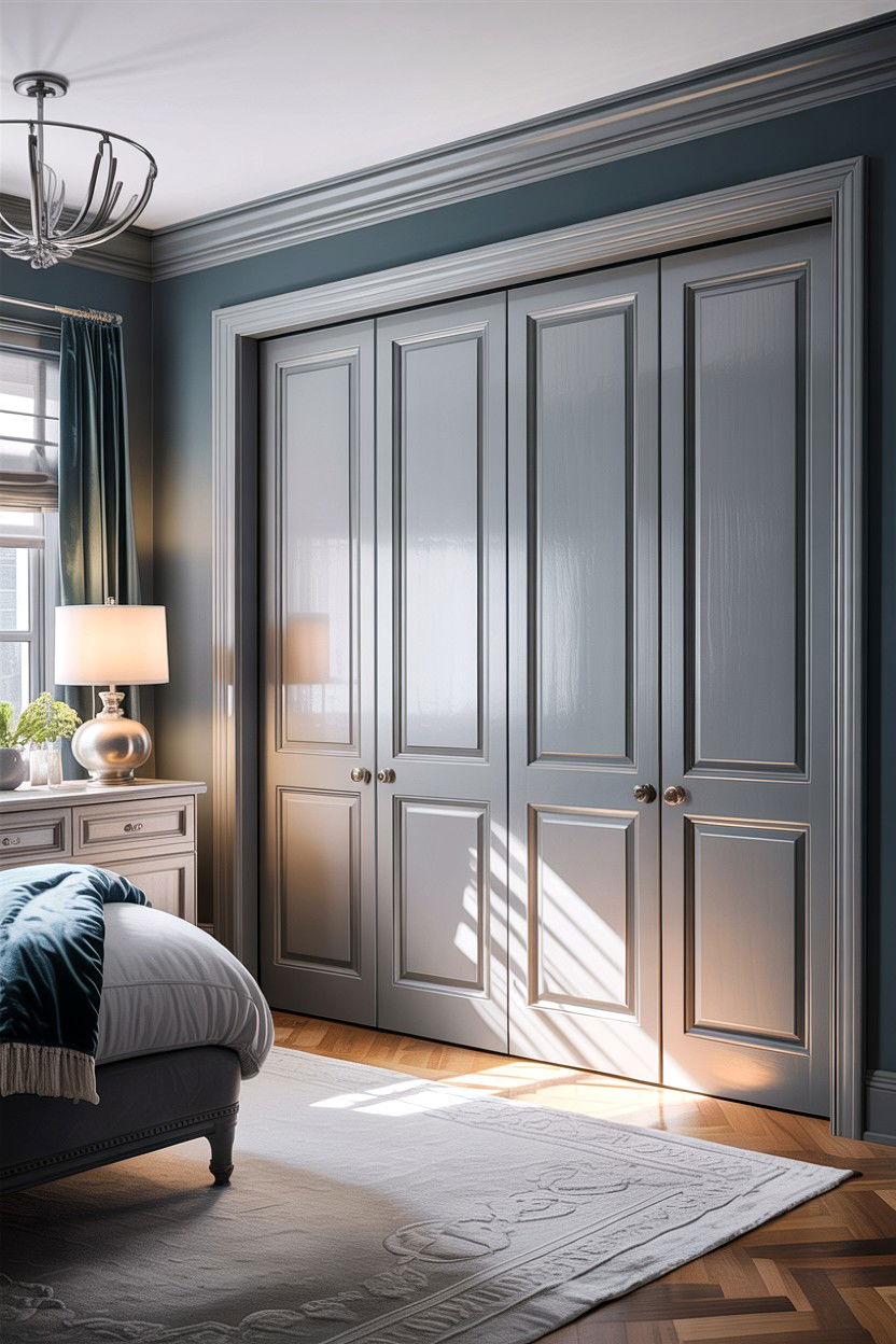 Gray painted bifold doors - 30 bedroom bifold doors