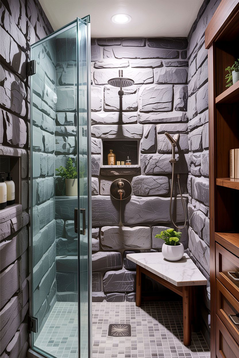 Gray stone bathroom - 30 bathroom accent wall ideas