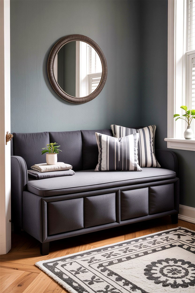 Gray storage bench - 30 bedroom storage benches