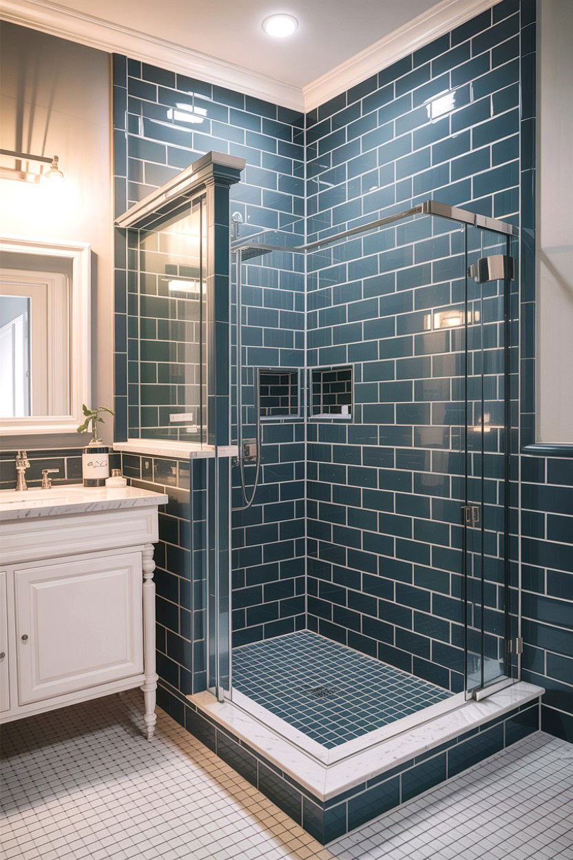 Gray subway tile shower - 30 gray and white bathroom ideas