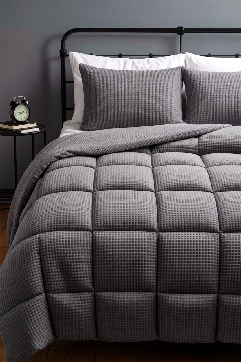 Gray waffle knit comforter - 30 bedroom comforters
