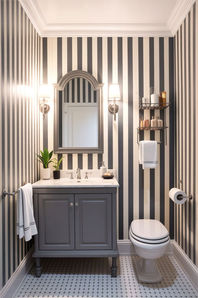 Gray white striped bathroom - 30 gray and white bathroom ideas