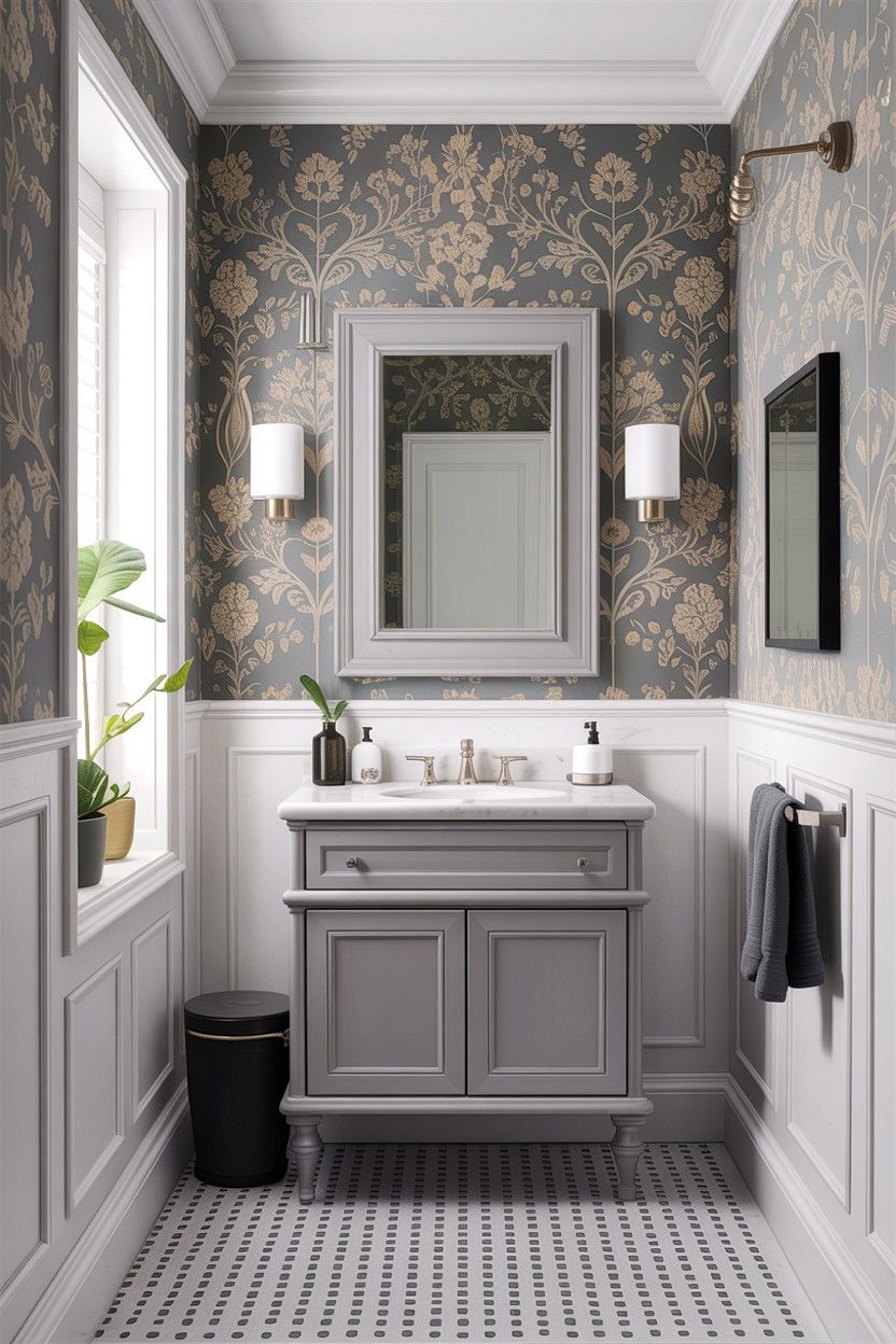 Gray white wallpaper bathroom - 30 gray and white bathroom ideas