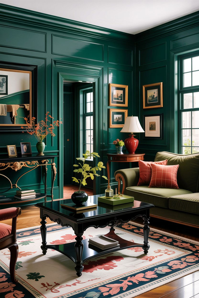 Green And Black Traditional Living Room - 30 traditional green living room ideas
