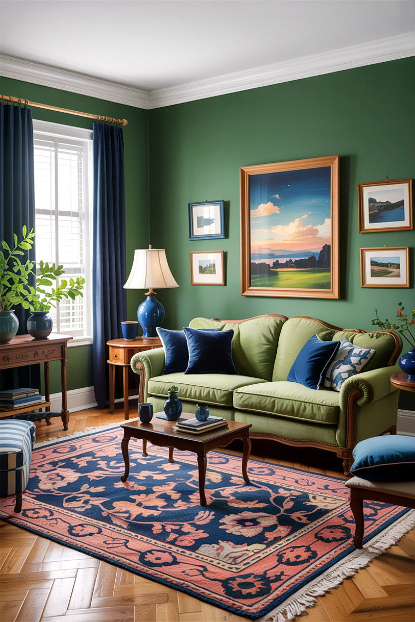 Green And Blue Traditional Living Room - 30 traditional green living room ideas