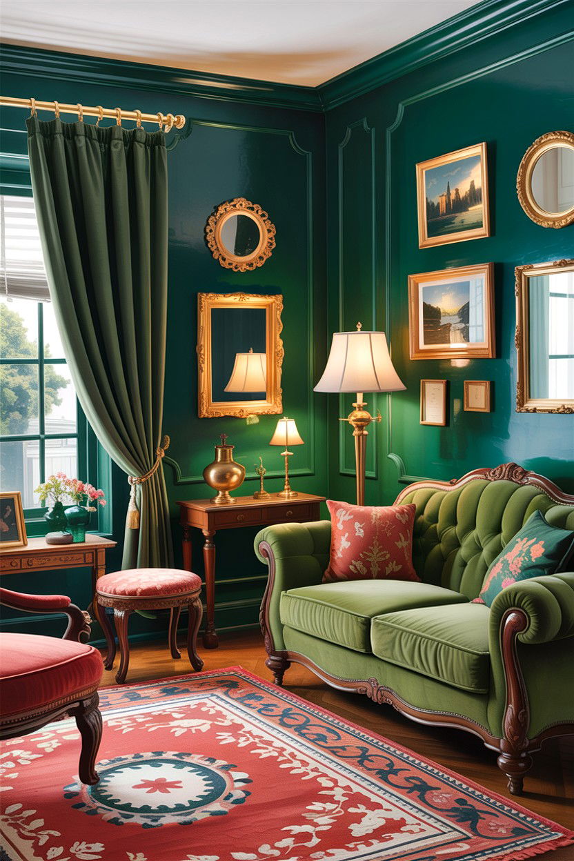 Green And Brass Living Room - 30 traditional green living room ideas