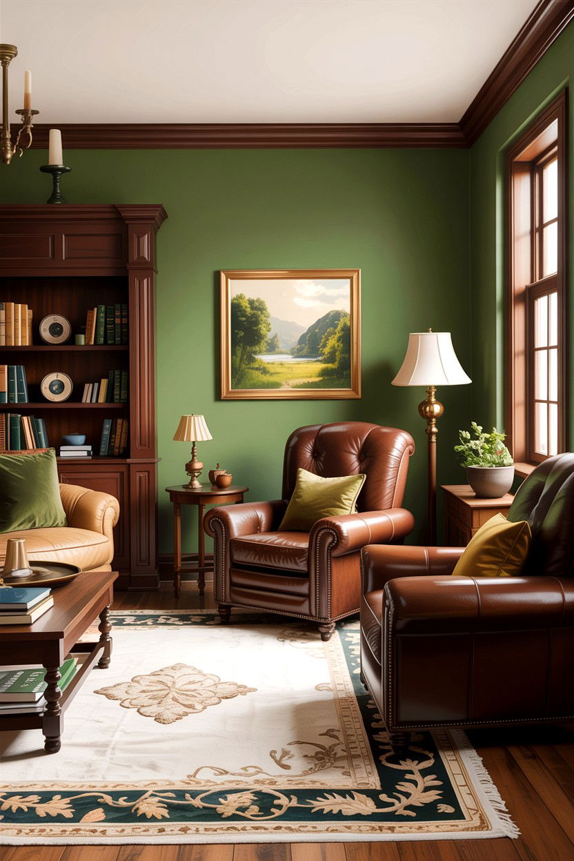 Green And Brown Living Room - 30 traditional green living room ideas