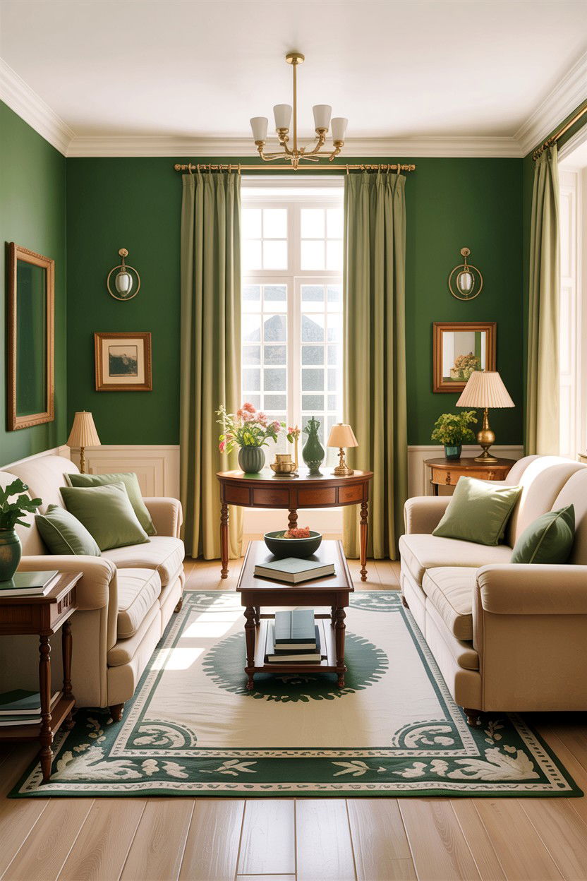 Green And Cream Living Room - 30 traditional green living room ideas