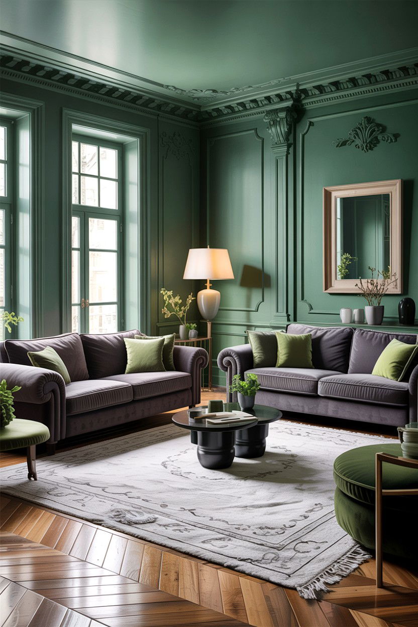 Green And Grey Living Room - 30 traditional green living room ideas