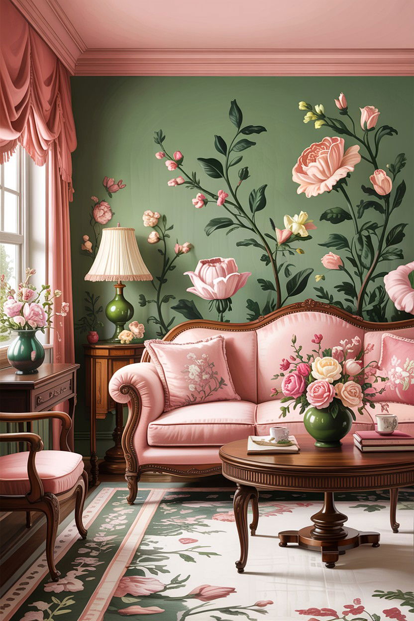 Green And Pink Traditional Living Room - 30 traditional green living room ideas