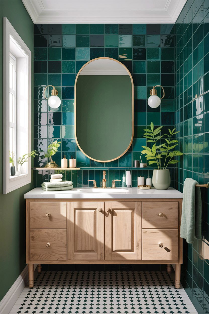 Green Bathroom Accent Wall - 30 HGTV bathroom ideas