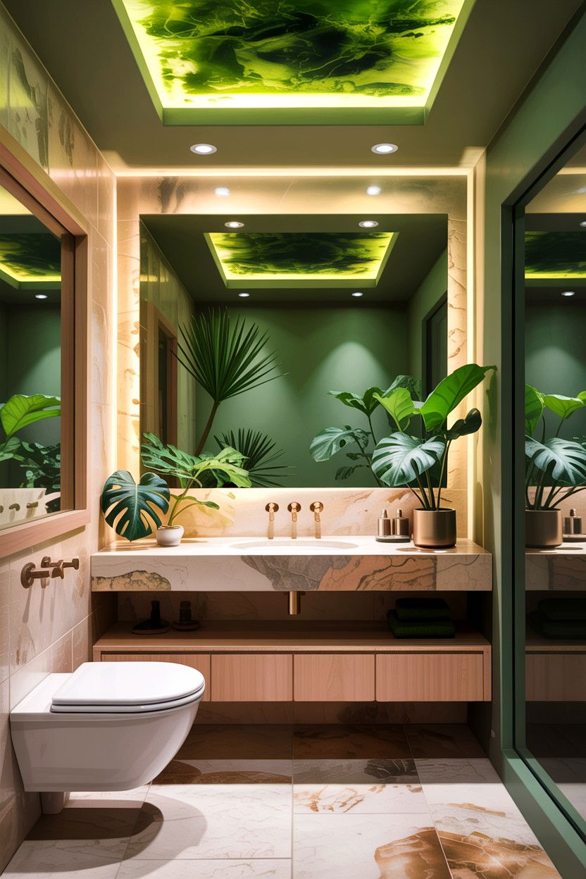 Green Light Bathroom - 30 chromotherapy bathroom ideas