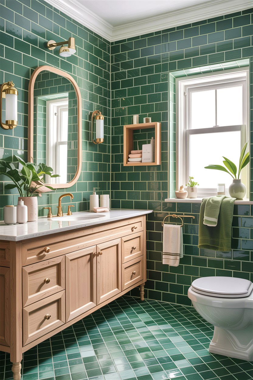 Green Tiled Bathroom - 30 custom bathroom ideas