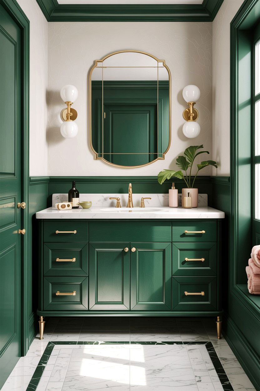 Green Vanity Bathroom - 30 green and gold bathroom ideas