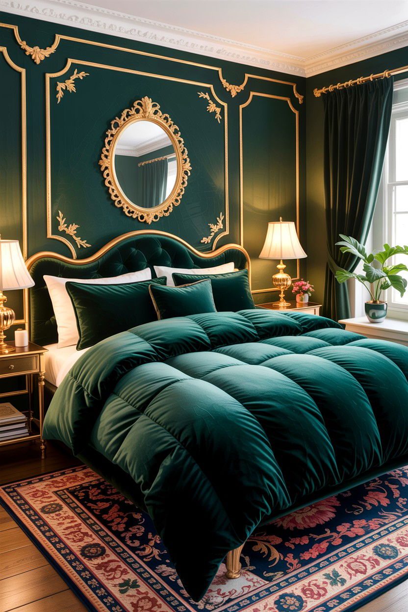 Green Velvet Bedding - 30 bedroom bedding ideas