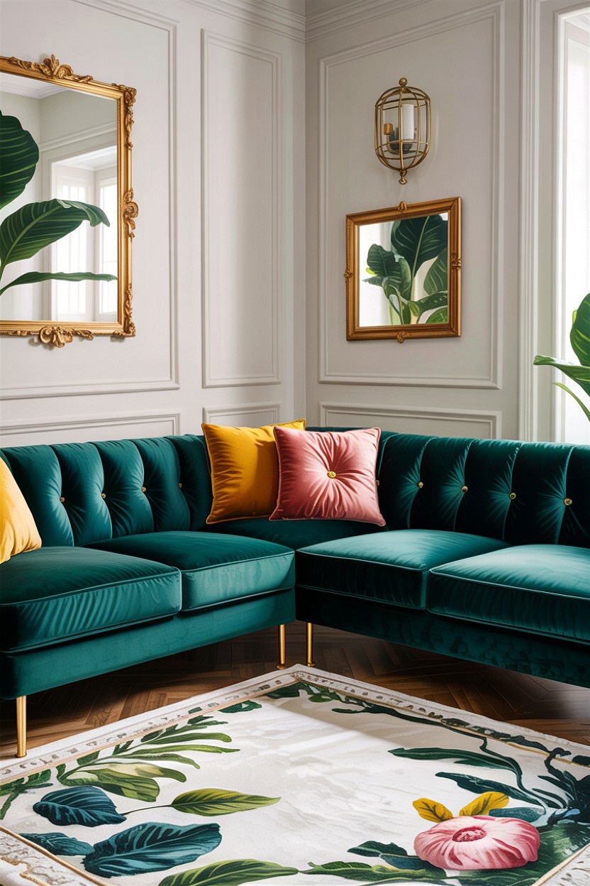 Green Velvet Corner Sofa - 30 living room corner sofa ideas