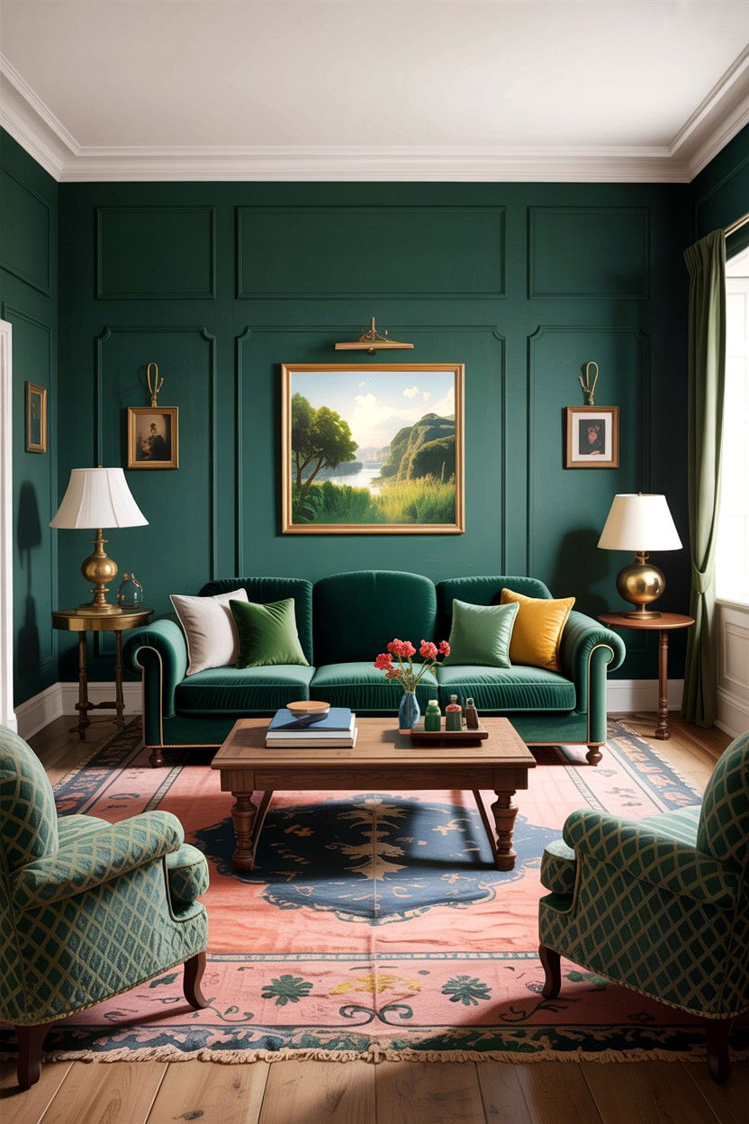 Green Velvet Sofa Living Room - 30 traditional green living room ideas