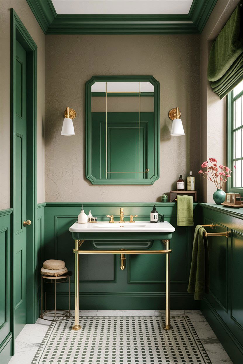 Green Wainscoting Bathroom - 30 green and gold bathroom ideas
