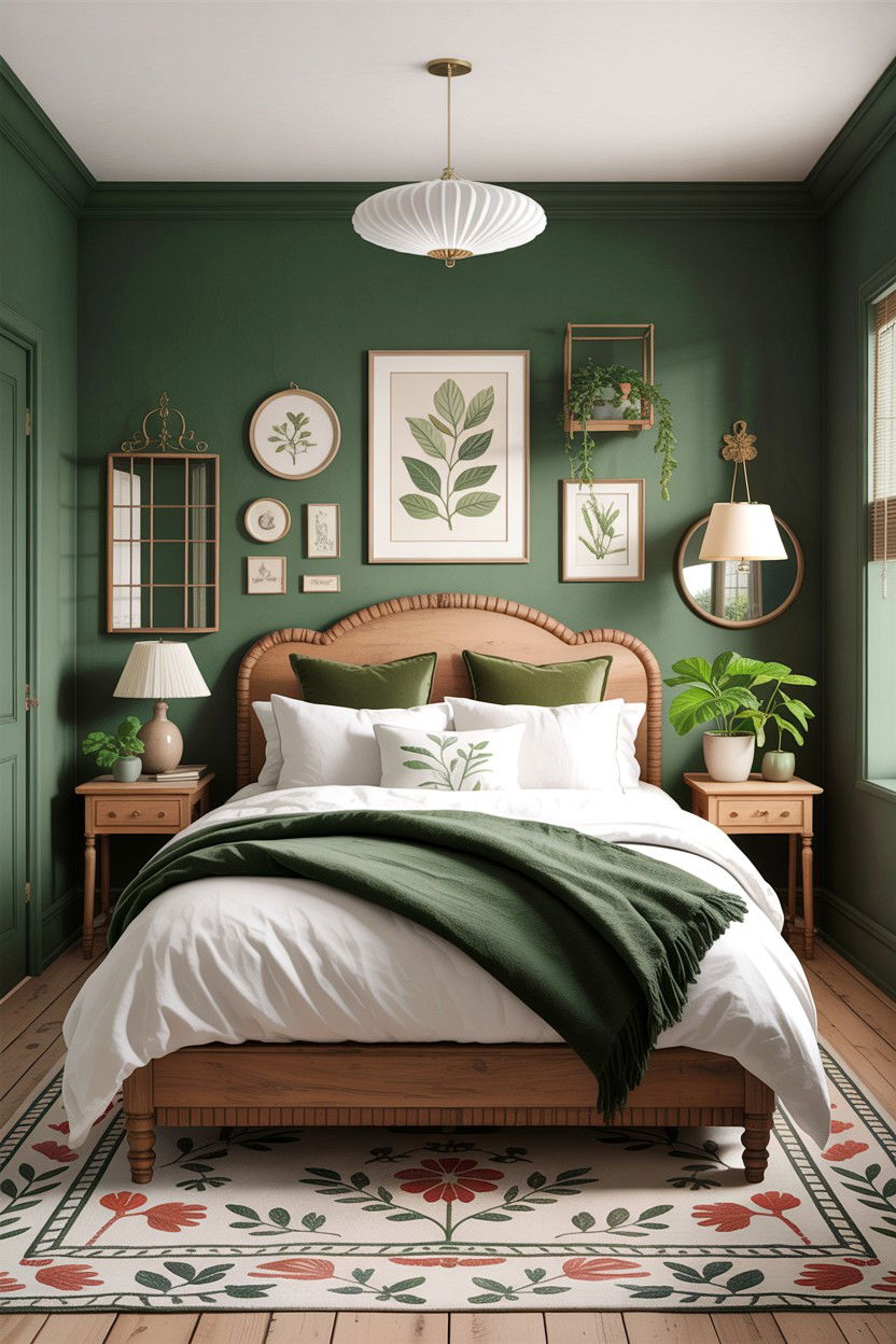 Green Walls - 30 cottage bedroom ideas