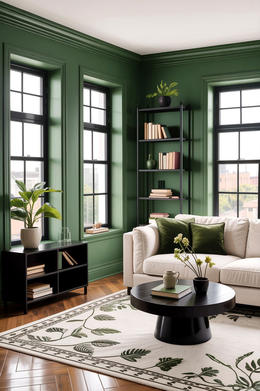 Green White Living Room Black Accents - 30 green and white living room ideas