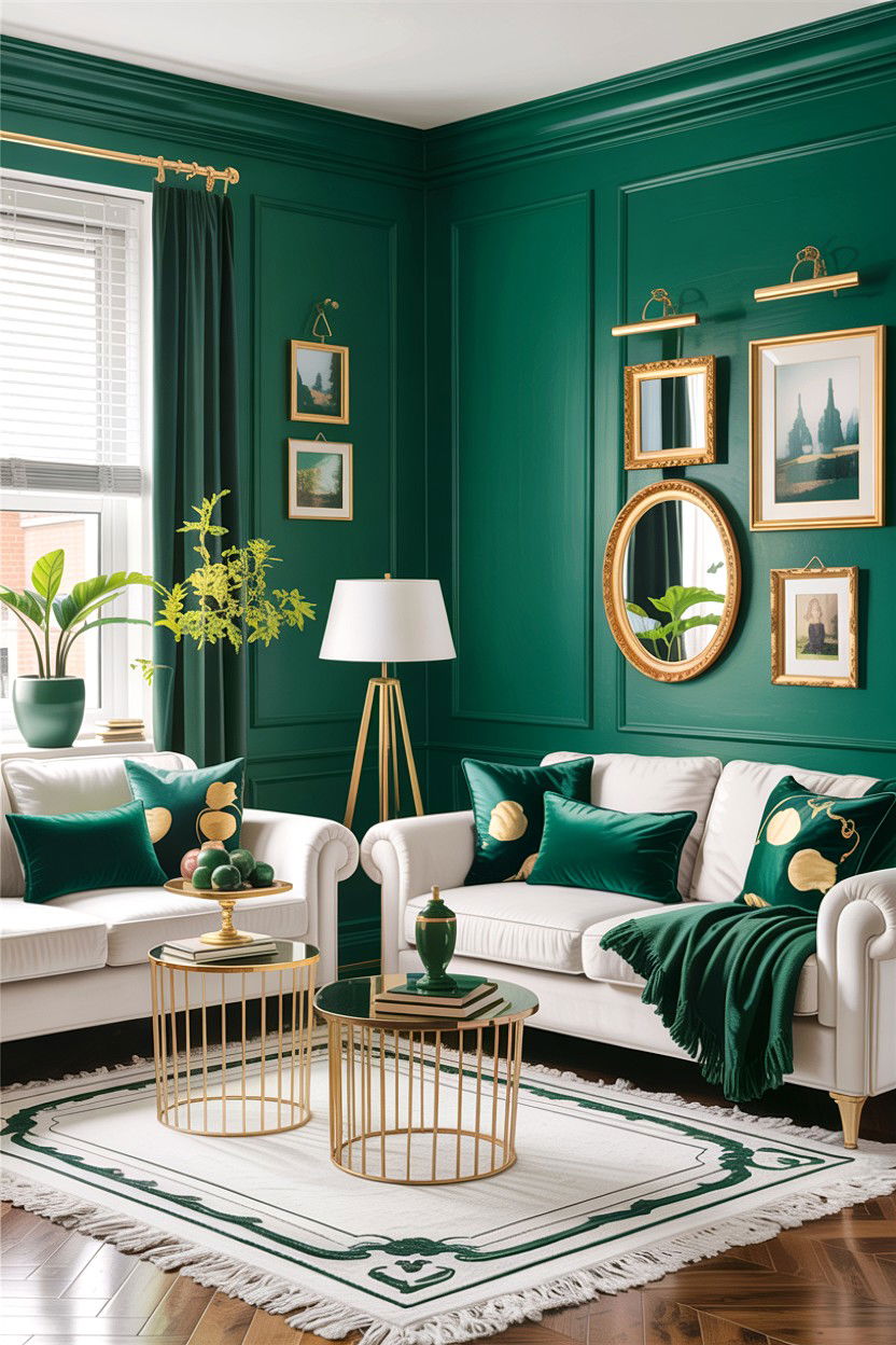 Green White Living Room Gold Accents - 30 green and white living room ideas
