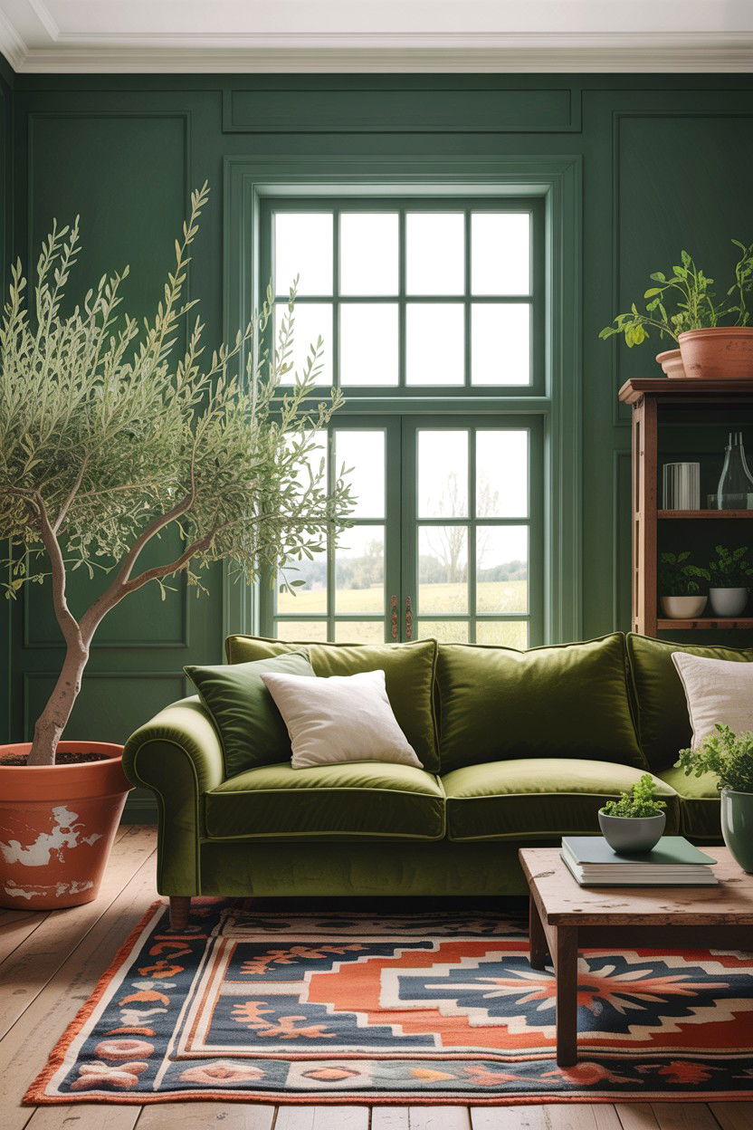 Green farmhouse living room - 30 farmhouse living room ideas