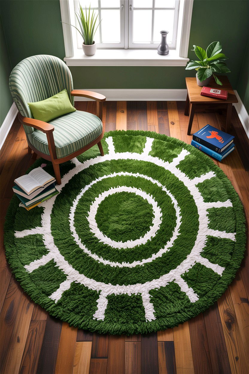 Green grass rug - 30 football bedroom ideas