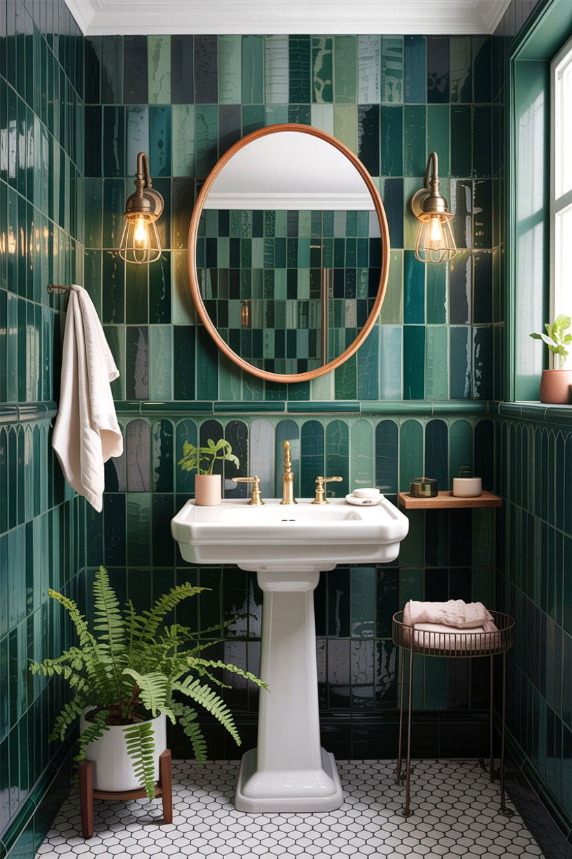 Green handmade tile bathroom - 30 handmade tile bathroom ideas