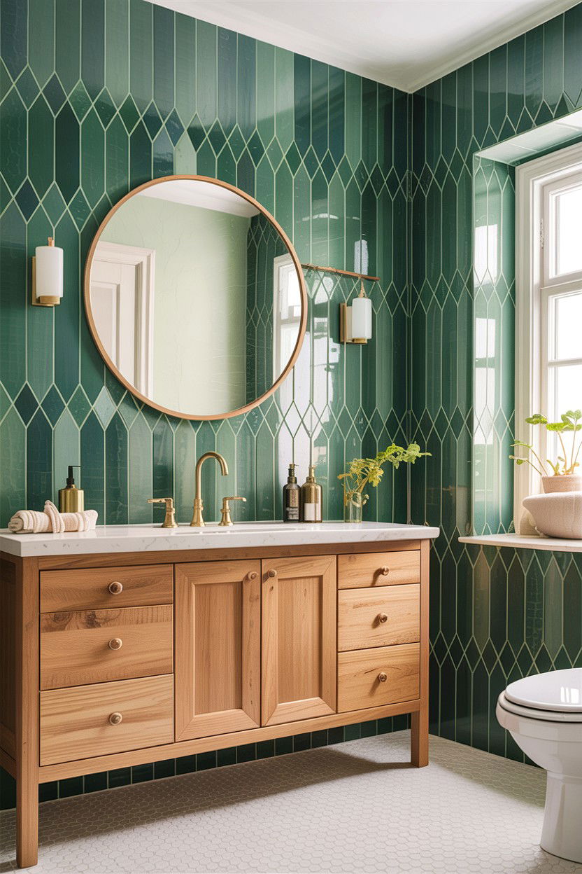Green tile bathroom wall - 30 inspiring bathroom ideas