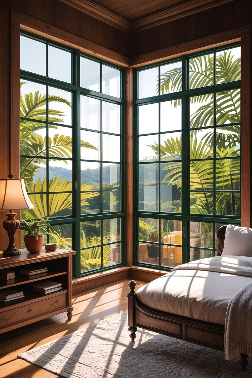 Greenery View Bedroom Window - 30 Balinese bedroom ideas